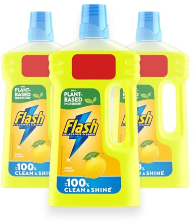 Flash All Purpose Floor Cleaner Liquid Fresh LEMON Scent, 1L (Pack of 3)