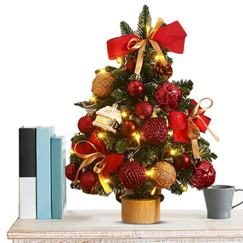 Albero di Natale da tavolo, decorazioni natalizie, albero di Natale pre-illuminato, per soggiorno, mensola del caminetto, celebrazione invernale