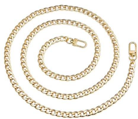WeddHuis Correa de Cadena para Bolsos, Cadena para Bandolera, Reemplazo de Correa para Hombro, Cadena Corta para Bolso de Mano, Cadena para Monedero con Hebillas (80 cm, Dorado)