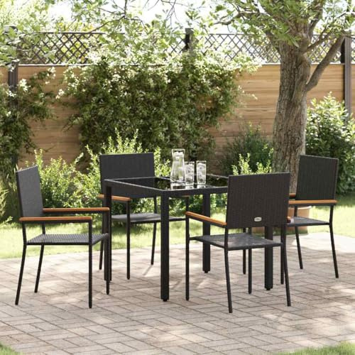ULUYYUC Gruppo da giardino in rattan sintetico, 5 pezzi, 90 x 90 x 75 cm, design moderno, robusto e resistente alle intemperie, per terrazza, balcone e campeggio