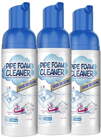 Disgorgante per Scarichi in Schiuma 60ml,Detergente per Scarico,Stura Lavandini e Tubi Schiumogeno ad Azione Rapida,Per Cucina,Lavabo,WC,Vasche 3PC