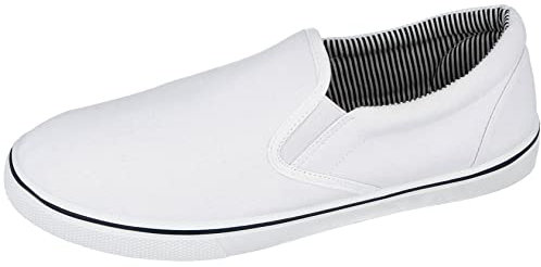 Mens Canvas Mesh Slip On Espadrilles Casual Low Top Plimsoll Trainers Size 7-12 (White, UK Footwear Size System, Adult, Men, Numeric, Medium, 9)
