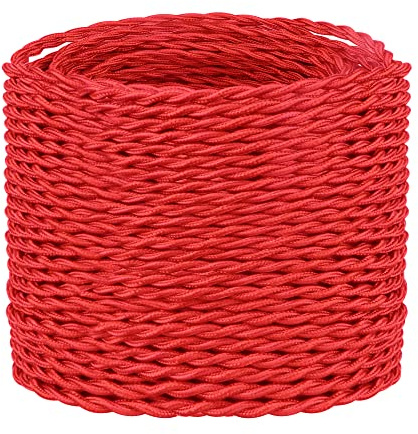 10 Meters / 32.8FT Red Braided Cable, Helunsi 3 Core Electrical Cable, Vintage Braided Flex Cable Twisted Fabric Electrical Wire for DIY Industrial Pendant Lights or Other Appliances - Red