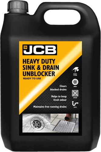 JCB Garden 5L Sink & Drain Unblocker - Ready To Use Clears Blocked Drains And Helps To Keep Fresh Odour - Maintains Free Running Drains