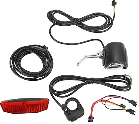 BuyWeek Ensembles de Feux arrière de Phare de vélo électrique, Feux d'avertissement Avant arrière de vélo électrique 12V à 72V avec Interrupteur et câble