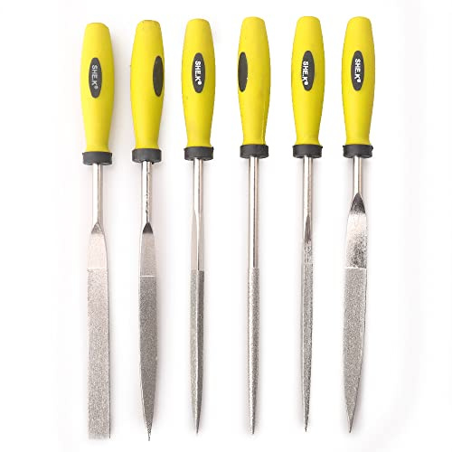 Oudtinx Diamond nålfilset (6 delar) inkluderar platt, platt avklädning, fyrkantig, triangulär, rund och halvrund fil 5 x 180 mm