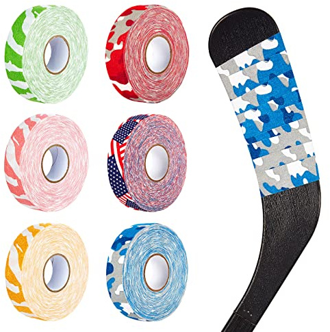Deekin 6 rotoli di nastro da hockey Grip nastro in tessuto bandiera colorata mimetica nastro sportivo bastone da hockey per adulti bambini baseball all'aperto
