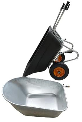 Schubkarre Futterkarre Kippbar 1 x Gestell und Zwei Wannen 150L + 270L Kelberg