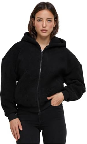Urban Classics Ladies Oversized Sherpa Zip Hoody, Sweatshirt à Capuche Femme, Black,