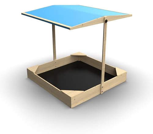TP Toys Bac à Sable avec Auvent - Jeux d'Extérieur pour Enfants - Jouets de Plein Air pour Jardin - 100 x 100 x 115 CM - avec Bâche de Fond et Parasol Amovible