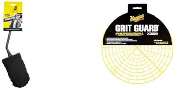 Meguiar's X190700EU Supreme Microfibre Angled Wheel Cleaning Brush, Medium, Completely Safe Wheel Cleaning, Black & X3003 Professional Car Wash Grit Guard (car wash bucket sold separately)