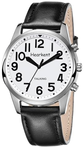 Reloj parlante para Hombres en español con números Grandes, Reloj parlante para Personas Mayores, ciegas, con discapacidad Visual o de Edad Avanzada - TG2211 Negro