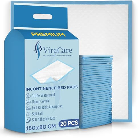 20 x Incontinence Bed Pads | 150x80 cm | Disposable Bed Pads for Incontinence | Extra Large Size | (1 Pack of 20)