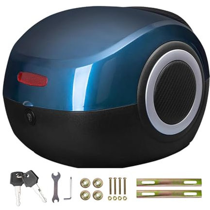 WWERTYY Bauletto Scooter Universale Moto Adventure Bauletto Top Case Posteriore Baule Moto 35L Bagaglio per Moto con Serratura di Sicurezza Valigia Moto con Schienale Blue