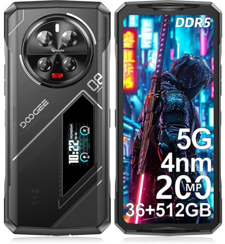 DOOGEE V40 PRO Rugged Smartphone 5G, 4nm Dimensity 7300, 36GB+512GB Mobile Phones,200MP+20MP Night Version, 6.78''FHD+120HZ & 1.47 Back Display Android 14 Rugged Phone,3 Card Slots/5G Dual SIM/WiFi 6