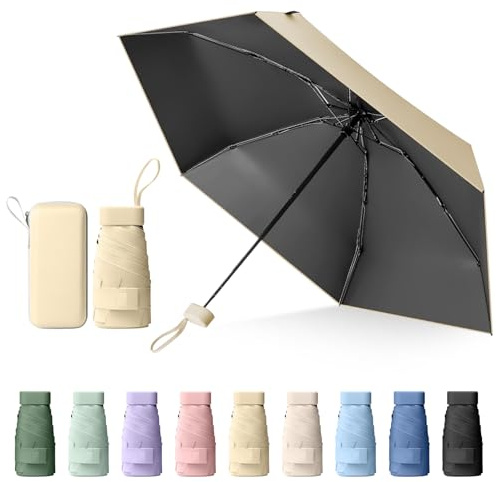 Sykrawki Ombrello Pieghevole Portatile Compatto, Anti UV e Antivento, Mini Ombrello da Tasca Ultraleggero per Donne e Uomini, Ideale per Viaggi (Mais giallo)