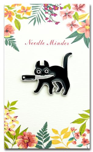 Needle Minder for Keeping Sewing & Embroidery Needles – Magnetic Needlepoint Holder, Cross Stitch Supplies – Secure & Decorative Needle Minders for Stitching & Crafting (Black Cat)
