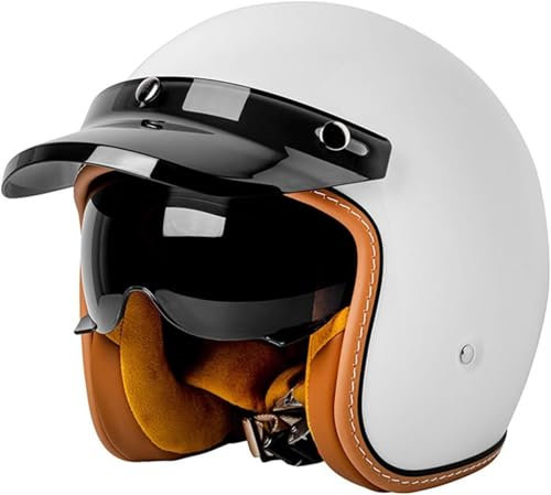 Casque Moto Vintage Casques Jet avec Visière Casques Bols Casque Mobylette avec Lunettes Homologué Dot/ECE Rétro Demi Casque Moto Vélo Scooter Chopper pour Adultes Homme Et Femme 1,M