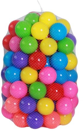 Introti Lot de 50 balles de piscine en plastique colorées pour enfants | Balles de jeu réutilisables intérieur/extérieur avec sac de rangement | Accessoires sûrs et durables