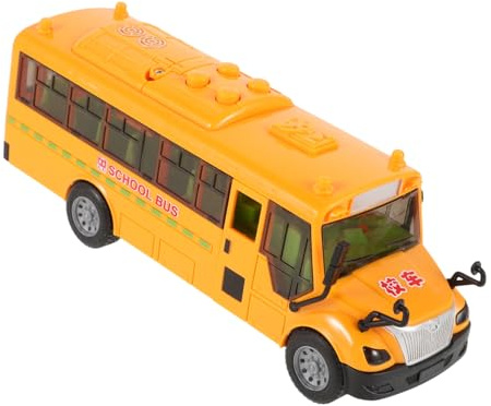 ERINGOGO Autobús Escolar de Juguete Metálico con Puerta Abatible Vehículo Inercial con Música para Bebés Educativo Seguro y Divertido