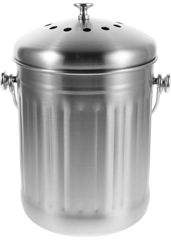 Alipis Cubo de Compost de Acero Inoxidable 5L con Tapa Hermética para Cocina Interior Pequeño Contenedor de Residuos de Alimentos para Encimera Cubo Compacto para Compostaje sin Olores