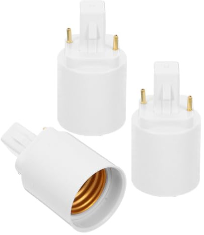 CORHAD Convertitore Adattatore Lampadina G24d a E27 Base a 2 Pin 3 Pezzi Compatibile Lampadine LED, Design Versatile in Rame Nichelato per Uso Casa e Negozio