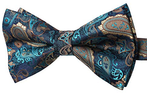 HISDERN Men's Pre-Tied Bow Tie Solid Colour Paisley Bowtie Adjustable Formal Neck Bow Ties for Wedding Party