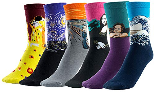 Comius Sharp Calze Arte Retro Pittura in Cotone per Uomo e Donna, 6 Paia Famose Disegni Arte Olio Pittura Adulti Calzini