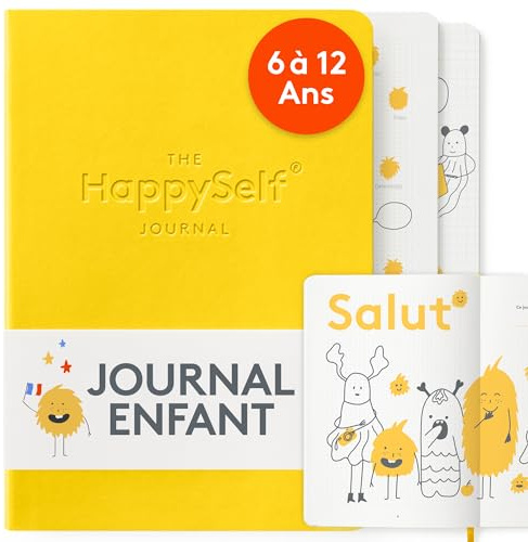 HappySelf - Le journal quotidien primé des 6 à 12 ans pour promouvoir le bonheur et développer des habitudes positives [édition française] pour les enfants (jaune)