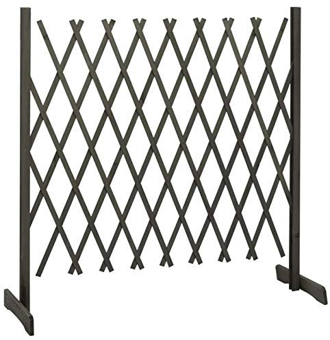 Tidyard Garten-Rankzaun Erweiterbar Spalierzaun Zaunelement Zauntor Hoftor Gartenpforte Gartentür Zauntür Grau 180x100 cm Massivholz Tanne