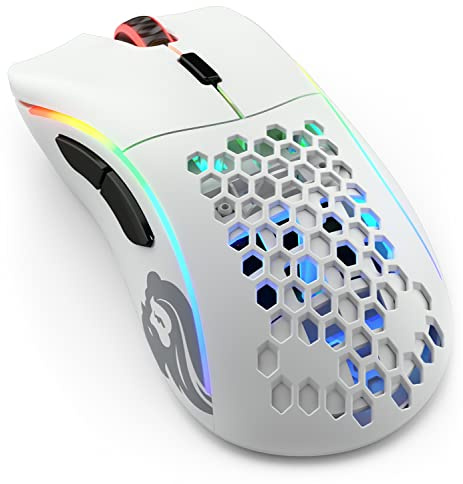 Glorious Ratón inalámbrico Modelo D para Juegos, 69 g, superligero, sin retrasos, 2.4 GHz, batería de hasta 71 Horas, RGB, Sensor BAMF, ergonómico, 6 Botones, Blanco Mate