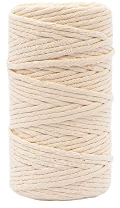 Vaessen Creative Corde Macramé - Naturel - 4 mm x 100 m - 100% Coton - Beige - Fil pour Bracelets Brésiliens, Suspension pour Plantes, Crochet, Rideaux, Attrape-Rêve et Décorations