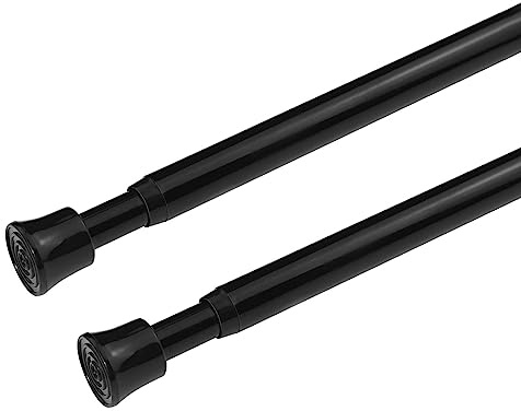 KXLife Tension Curtain Rod Adjustable 28-40 Inch, 2 Pack, Black