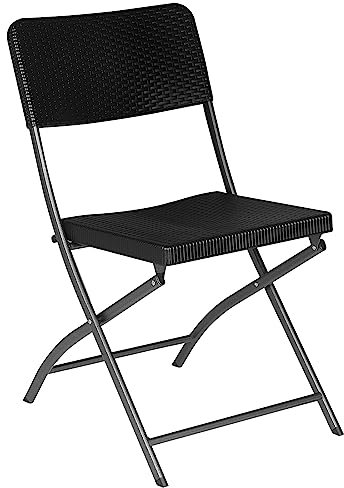 eSituro Klappstuhl Faltbar Klappstühle bis 150 kg Belastbar Gartenstuhl Klappbar Möbel Balkonstuhl Schreibtischstuhl für Büro Garten Balkon Terrasse Camping Stuhl, 59 x 81 x 46 cm, Schwarz
