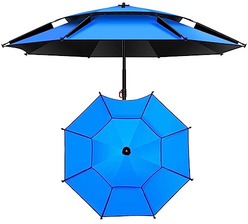 EMISOO Ombrellone Da Spiaggia Antivento, Ombrellone Da Giardino Inclinabile A 360°, Grande Per Pesca, Viaggi E Picnic, 1,8m/2m/2,2m/2,4m/2,6m (Color: Blue-Black, Size: 240