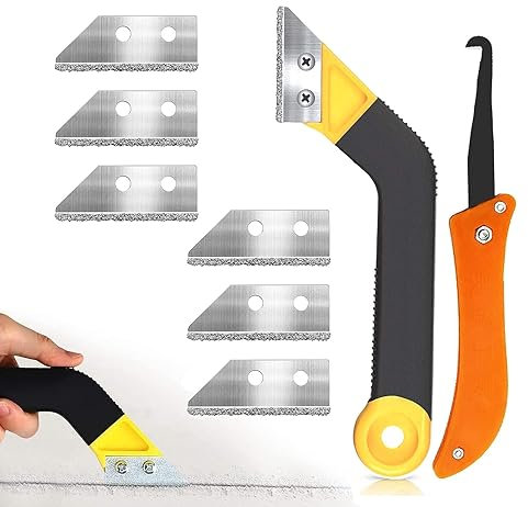 9 Pcs Rascador Juntas Azulejos,Removedor de Lechada con 7 Pcs Cuchilla de Repuesto,Rascador de Juntas para Eliminar Mortero para Juntas para Limpieza de Azulejos de Piso de Pared de Baño de Cocina