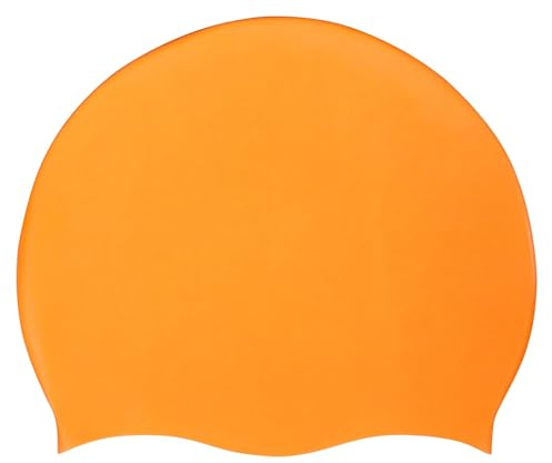 Blue Reef Stretchy Silicone Unisex Women Men One Piece Swimming Hat Swim Cap Plain Unbranded Fluo Dark Pastel Colours One Size Adults 8+ Years Easy Pull On Swim Hat (Neon Orange)