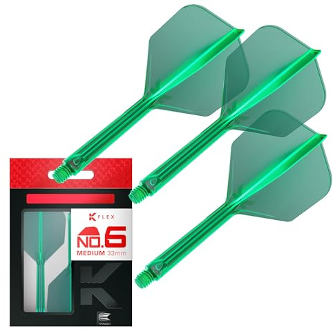 Target Darts K Flex Integrated Dart Flight and Shaft, No.6 Green (Medium) | 3-Pack K-Flex - No. 6, Kflex Precision-Molded 2-in-1 Dart Flights and Dart Shaft | Professional Dart Accessories