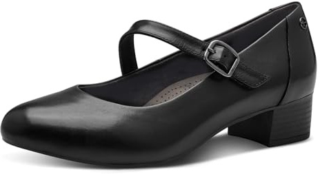 Tamaris Comfort escarpins femme à bride cuir avec fermeture velcro, Black, 40 EU