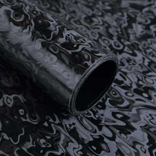 Lypumso Forged Carbon Fiber Vinyl Wrap, 3D Cosmic Ghost Textured Auto Car Sticker Decal Film Sheet DIY Vehicle Paint Changing Wrap Featuring Air Release Technology (Black, 1ft x 5ft)