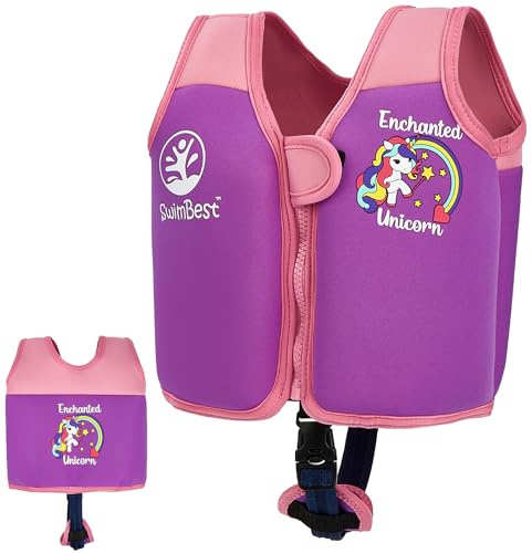 SwimBest Giubbotto da Nuoto - Giubbotto da nuoto/Aiuto al Galleggiamento con Cinturino di Sicurezza e Galleggianti Rimovibili (Enchanted Unicorn, S (15-19kgs))