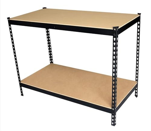 HH Home Hut Heavy Duty Garage Workbench - Ideal Workshop Table with Storage Shelving DIY Tools, Durable Racking Workshops Work Benches for Garages Shed Workshops 1200mm x 600mm x 900mm 200kg Load