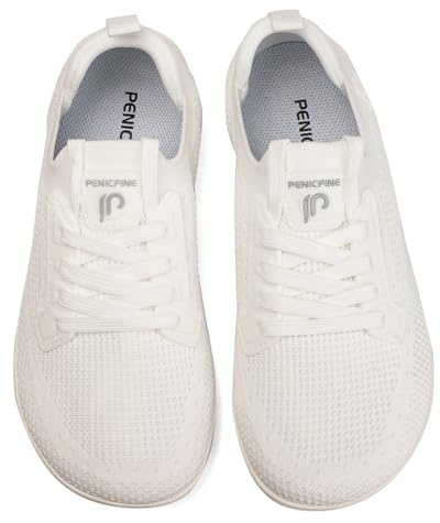 penicfine Women's/Men's Wide Barefoot Shoes,Minimalist Style Casual Shoes,Zero Drop Outdoor Walking Shoes White-40
