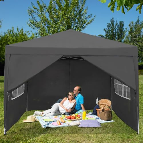 Mingone Pavillon Faltbarer 3x3m Faltpavillon Wasserdicht Stabil Winterfest Partyzelt Pop up Gartenpavillon für Party Grill UV Schutz 50+，Anthrazit