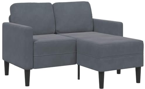 vidaXL 2-Sitzer-Sofa mit Chaiselongue L-Form Dunkelgrau 125 cm Samt, 2-Sitzer-Sofa für Schlafzimmer