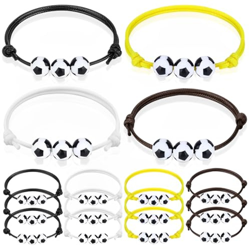 GGUFAY 12 Pcs Braccialetti da Calcio per Bambini,Braccialetti dell'Amicizia Intrecciati Regolabili, Bomboniere Sportive, raccialetti Sportivi da Calcio Intrecciati, per Compleanni Sportivi per Bambini