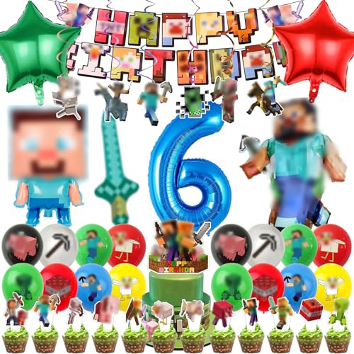 Huangzd 54 Piezas Globos de Cumpleaños Piex 6 Años Niño, Decoracion Cumpleaños Globos Piex, Globos Cumpleaños Infantil, Set Globos para Fiesta de Decoracion Cumpleaños Niños (6)