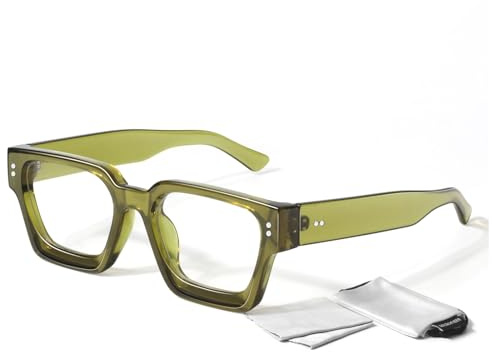 Sunier Oversized Thick Square Fake Glasses for Women Men,Fashion Preppy Clear Lens Eyeglasses with 100% UV400 Protection