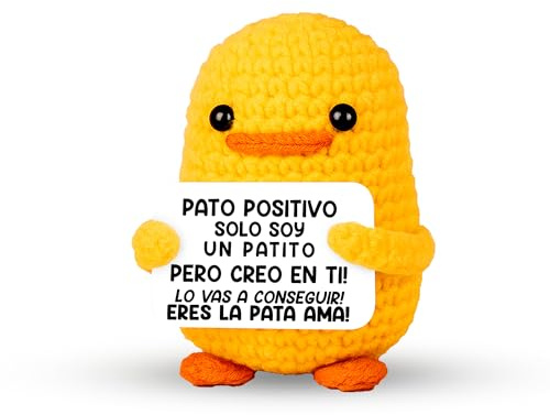 Pato de Crochet Tejido a Mano - Regalo Hermana, Regalo Amiga|Pato Con Tarjeta 'ERES LA PATA AMA' | Regalos Para Amigas Especiales| 8 cm x 6 cm x 6 cm