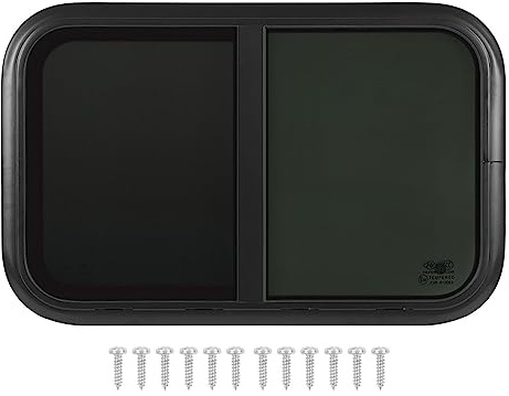 Klanata RV Sliding Window 31 x 18 - Verre teintée trempée avec écran d'insectes, résistant aux UV pour les remorques, les campeurs et les applications marines (Pour l'épaisseur du mur: 38 à 43 mm)
